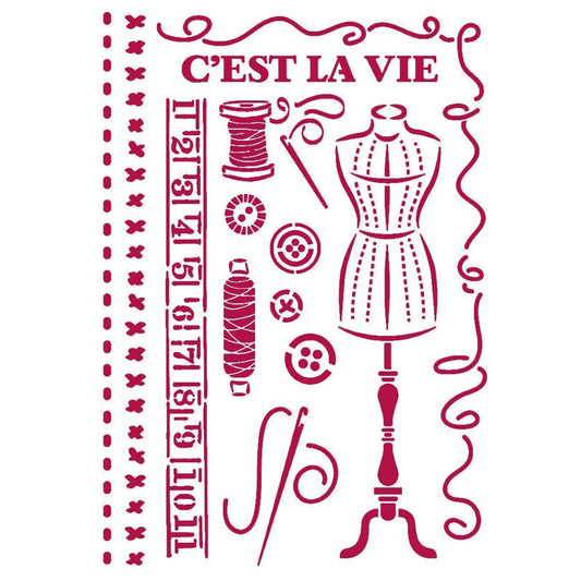 Stamperia 21 x 29.7 cm G Stencil Romantic Threads Couture