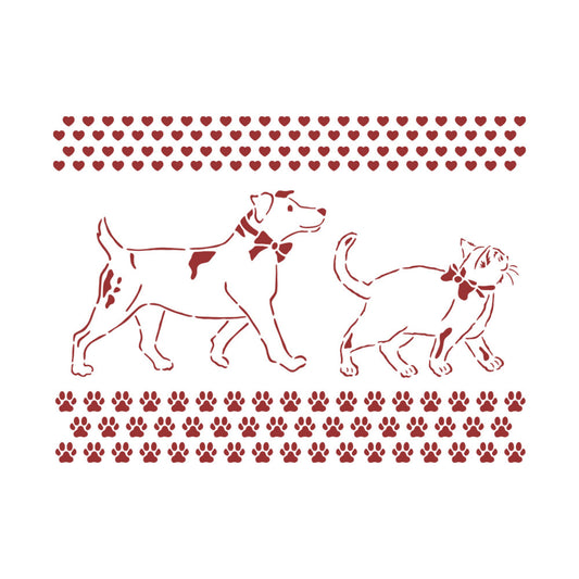 Stamperia 20 x 15 cm D Stencil DayDream Dog And Cat