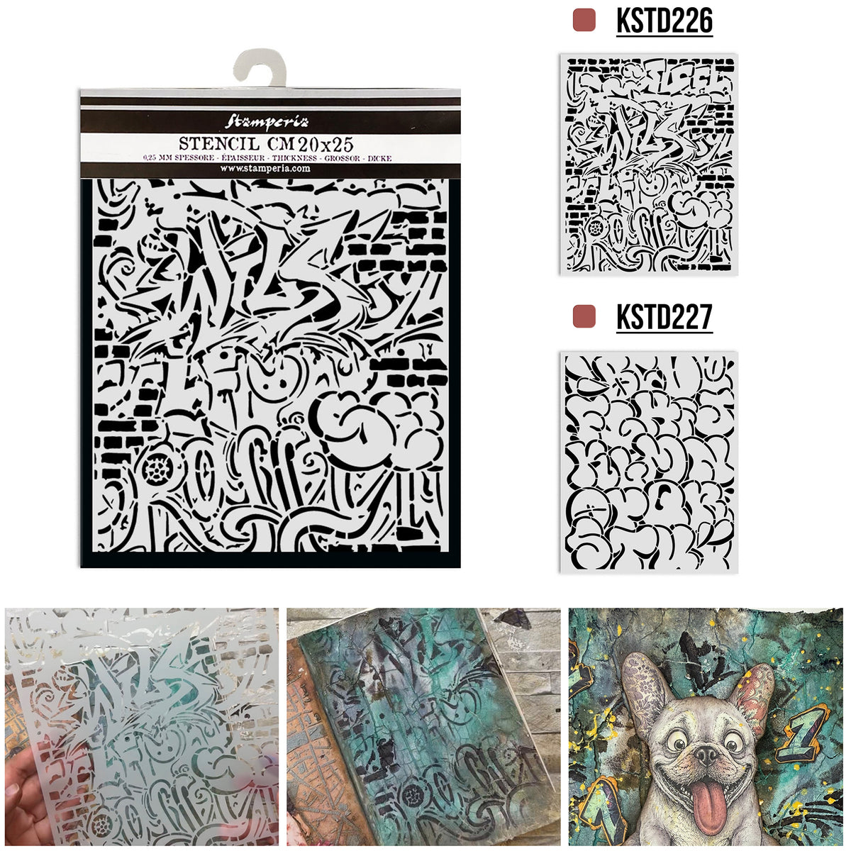Stamperia Furry Friends 2 Thick Stencils 20x25cm Pop Art Pattern by Antonis Tzanidakis