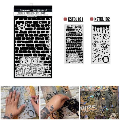 Stamperia Furry Friends 2 Thick Stencils 12x25cm Ink Splatters by Antonis Tzanidakis