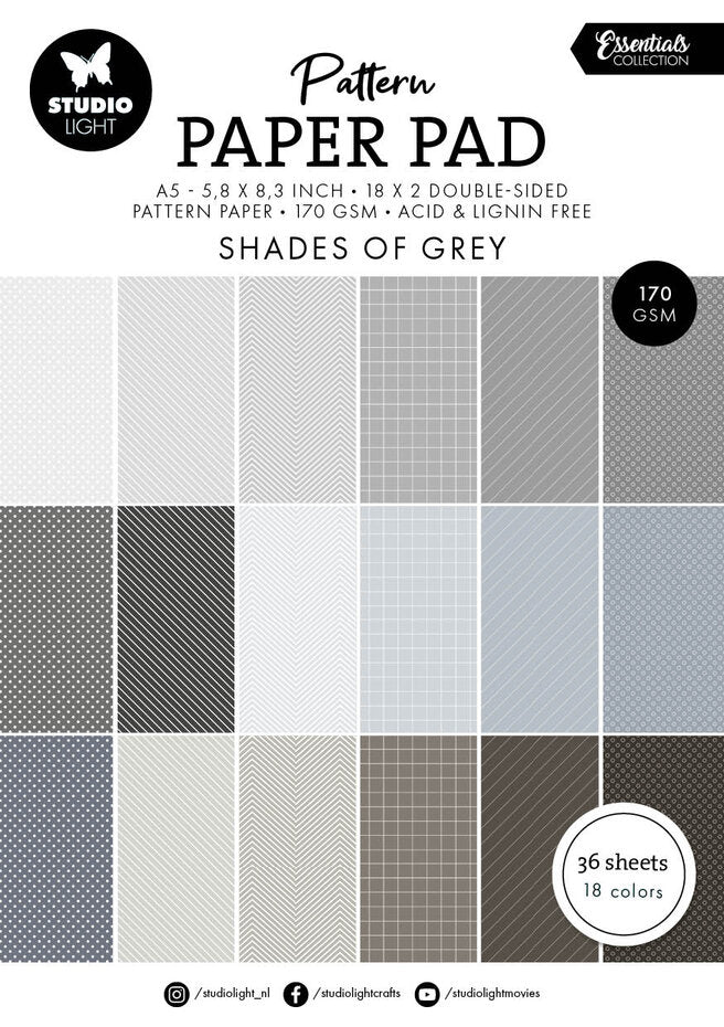Studio Light Shades Of Grey A5 Pattern Paper Pad – AALL & Create