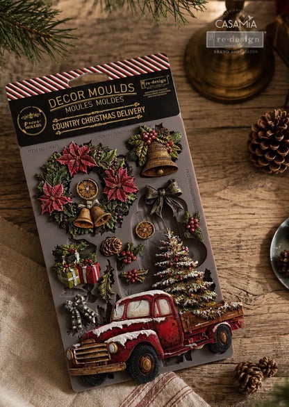 Re-Design with Prima Country Christmas Delivery 5x8 Inch Decor Moulds