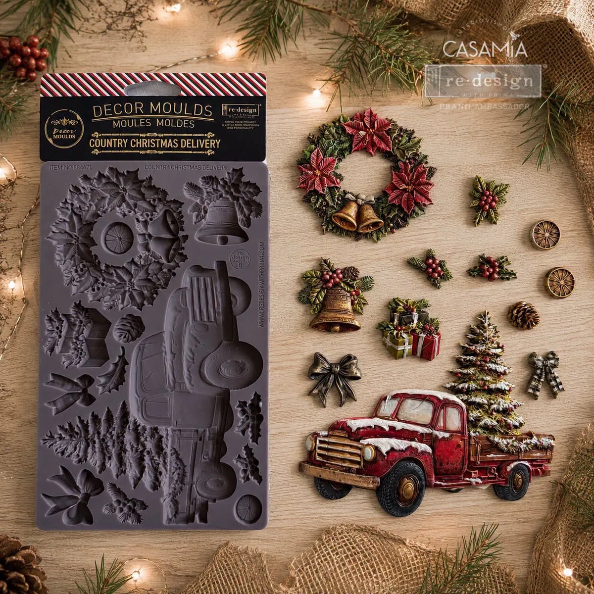 Re-Design with Prima Country Christmas Delivery 5x8 Inch Decor Moulds