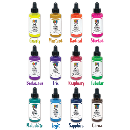 Ranger Dina Wakley Media Gloss Droppers Complete Collection - 12 Colours