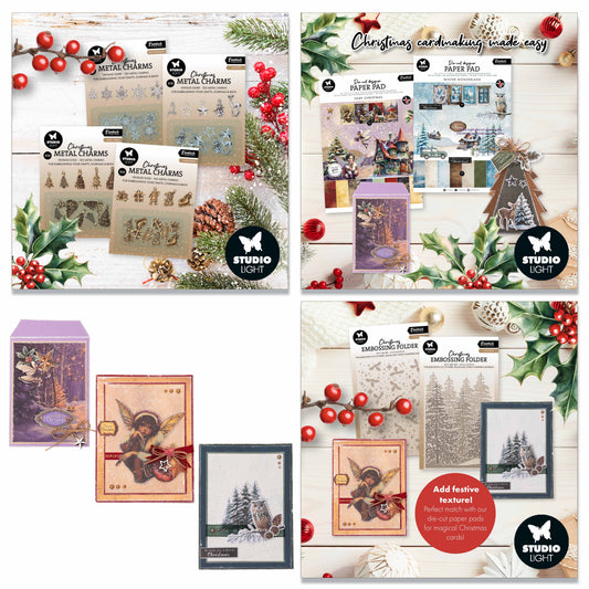 Studio Light Christmas Die-cut Paper Pads, Metal Charms & Embossing Folder Complete Collection